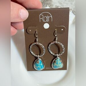 Rain Silver and Turquoise Drop Earrings